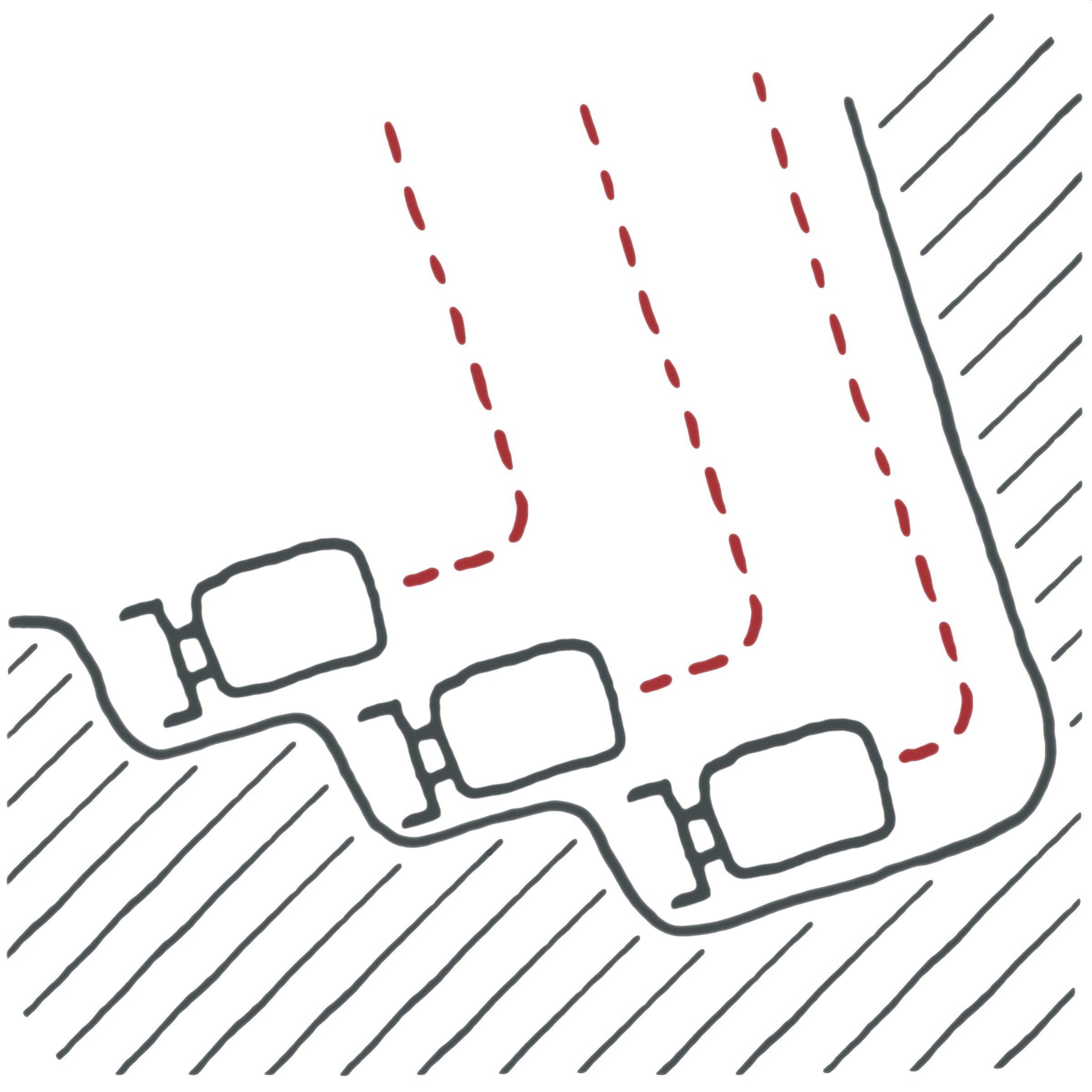 Several robots working in a swarm seen from above